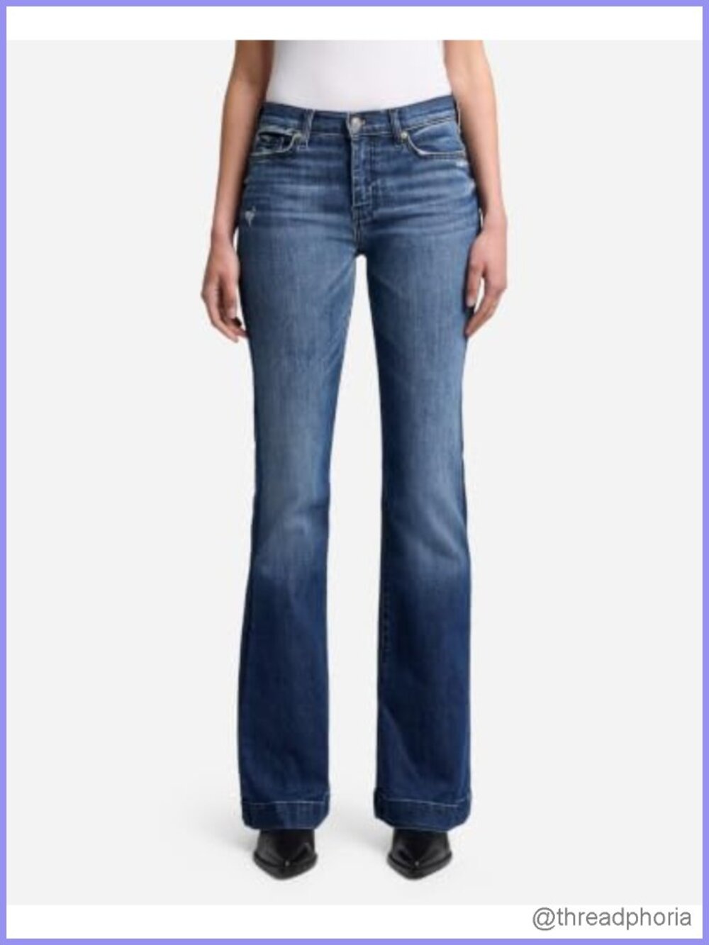 Mid Rise Flare Jeans with Classic Trouser Hem
